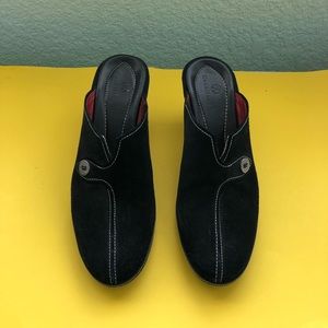 Cole Haan Black Suede Mules 8 1/2 AA- GUC